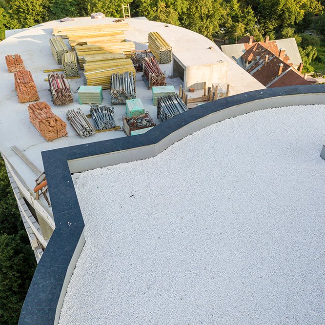 Detail of granit elements of new building under construction.